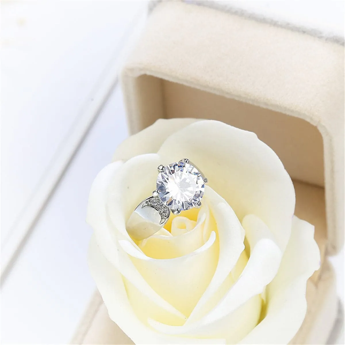 Crystal & Silver-Plated Round-Cut Cocktail Ring
