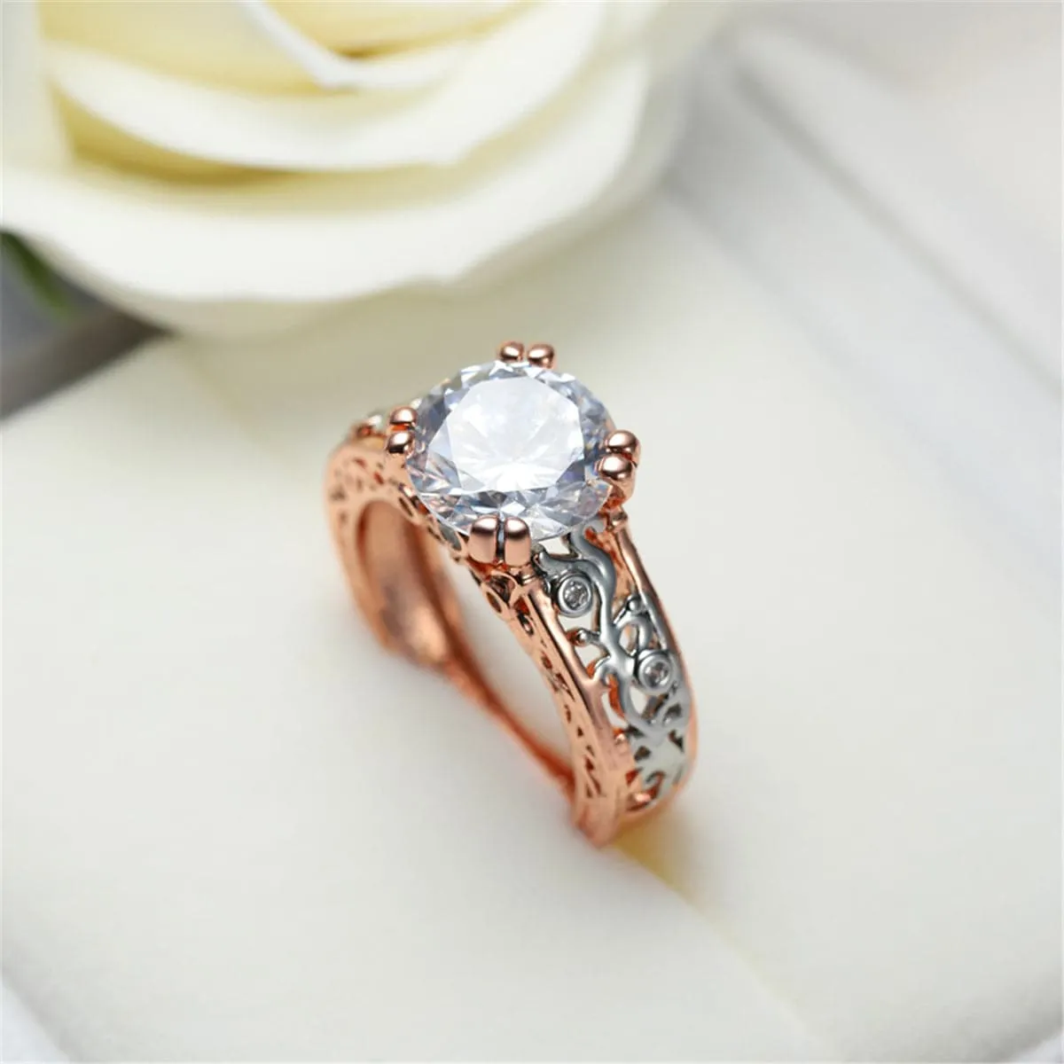 Crystal & Two-Tone Cocktail Ring