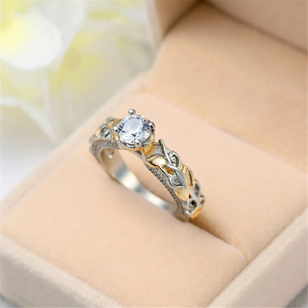Crystal & Two-Tone Cocktail Ring