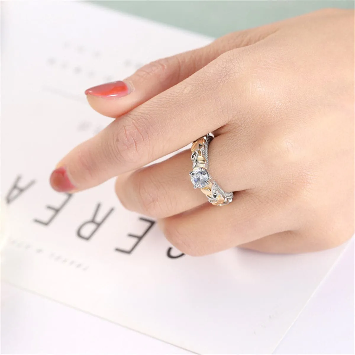Crystal & Two-Tone Cocktail Ring