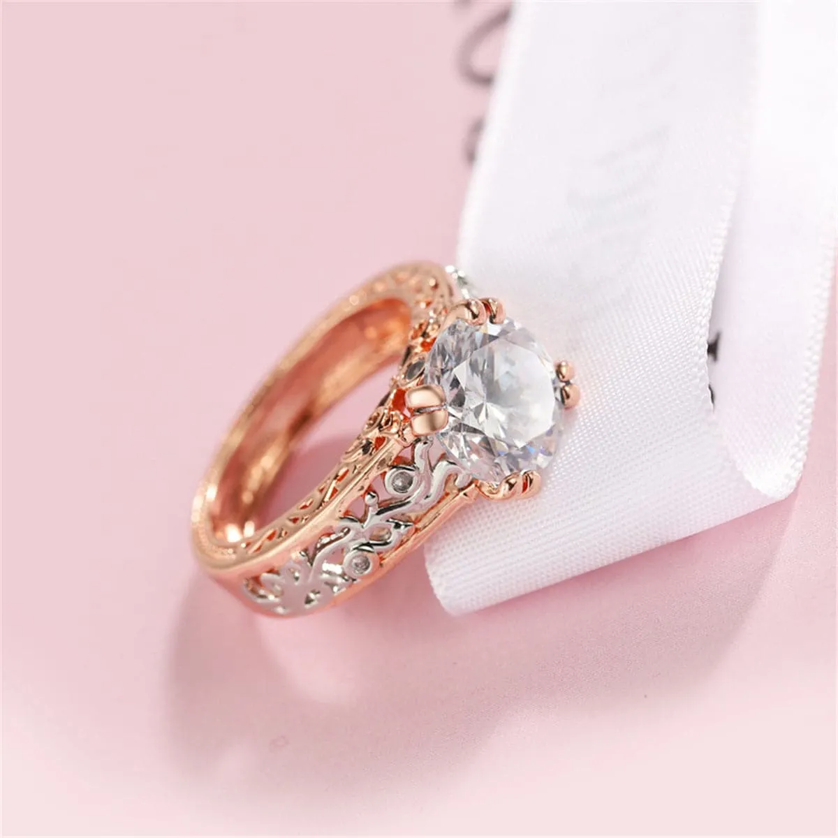 Crystal & Two-Tone Cocktail Ring