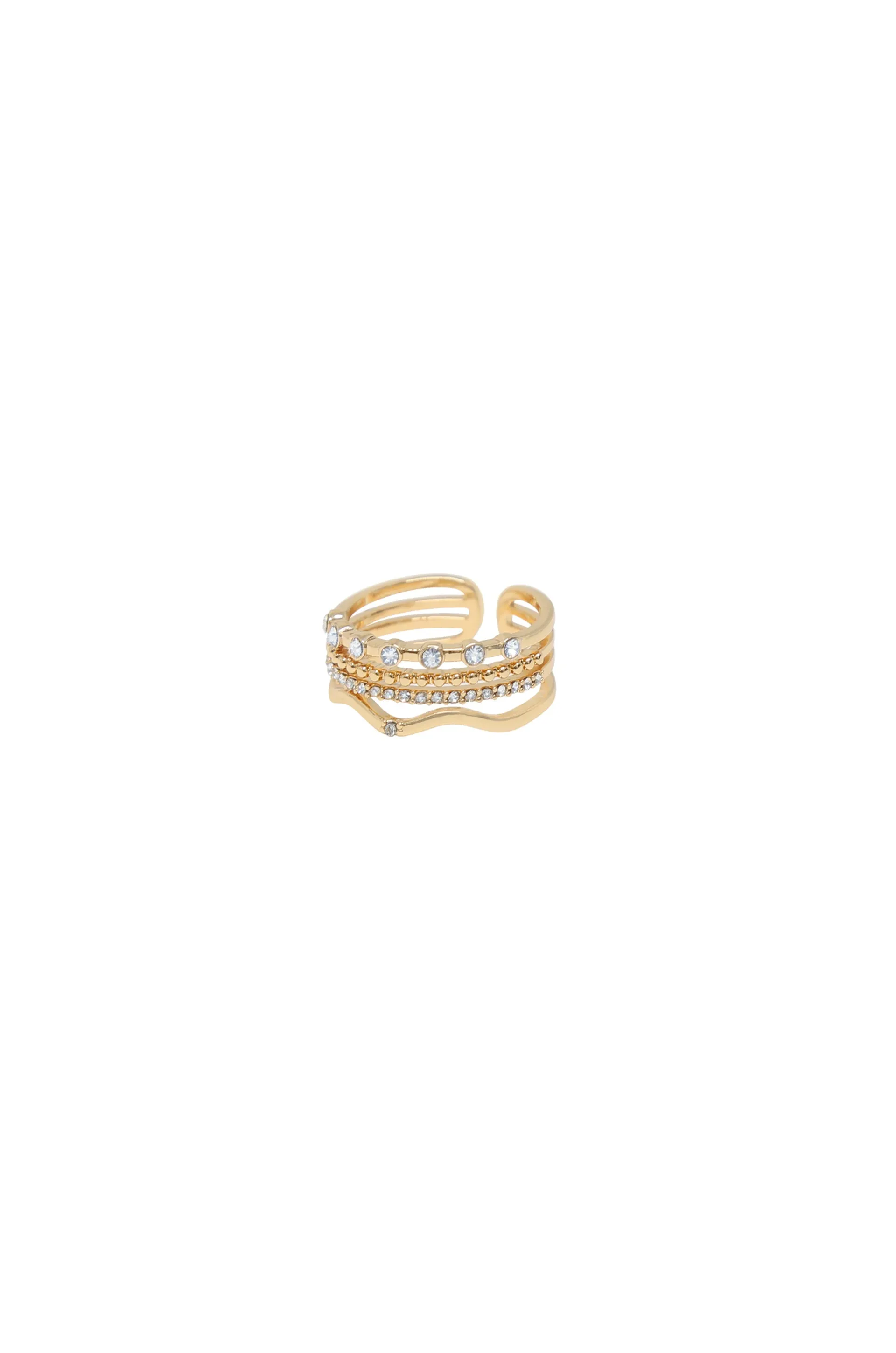 Crystal and 18k Gold Plated Pre-Stacked Ring