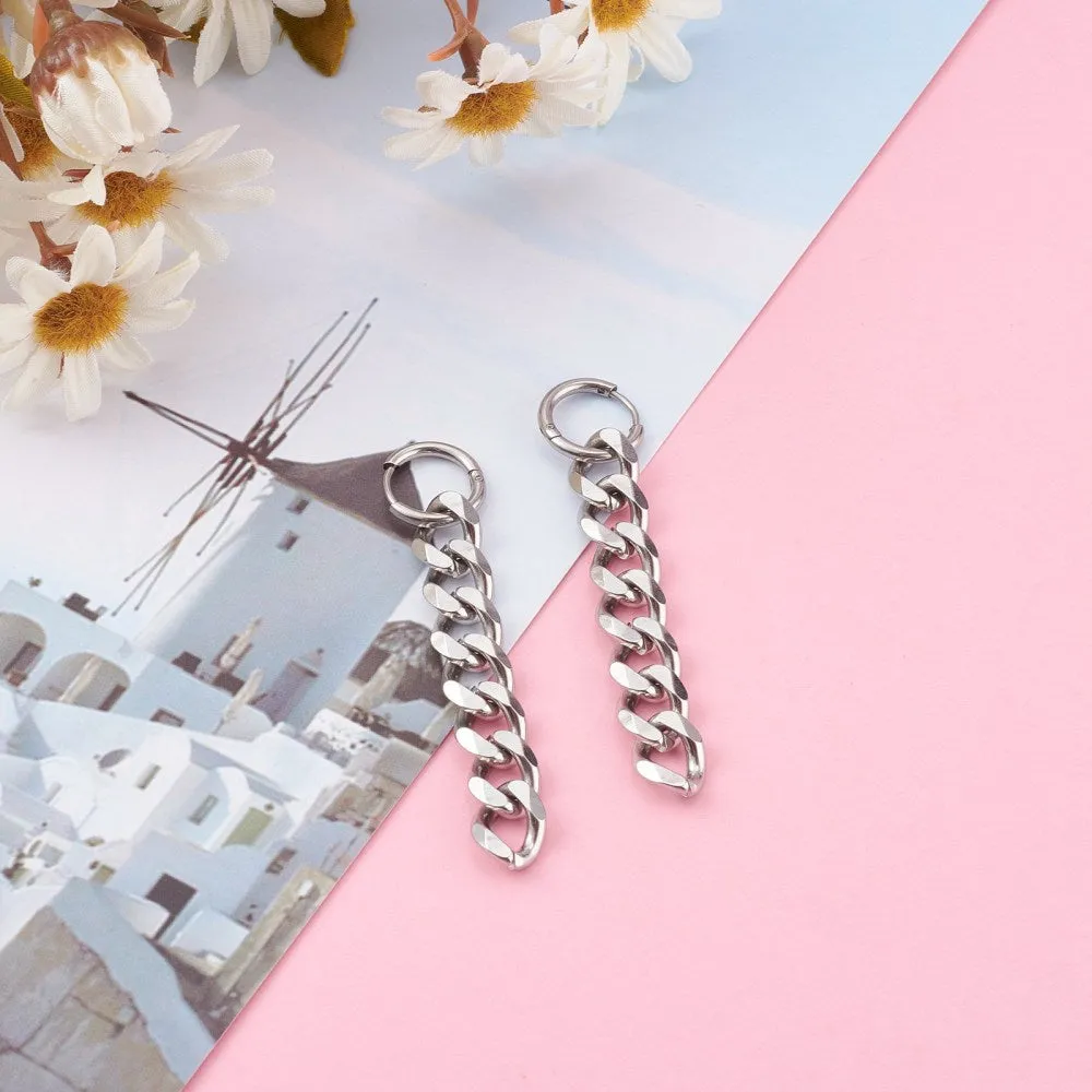 Curb Link Chain Dangle Earrings
