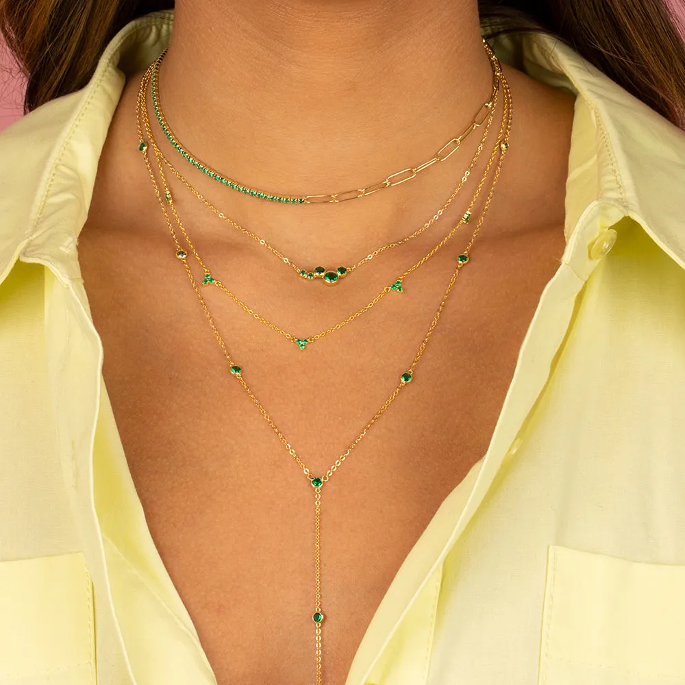 CZ Bezel Clustered Pendant Necklace