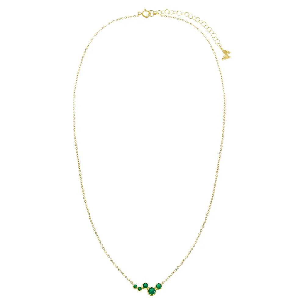 CZ Bezel Clustered Pendant Necklace