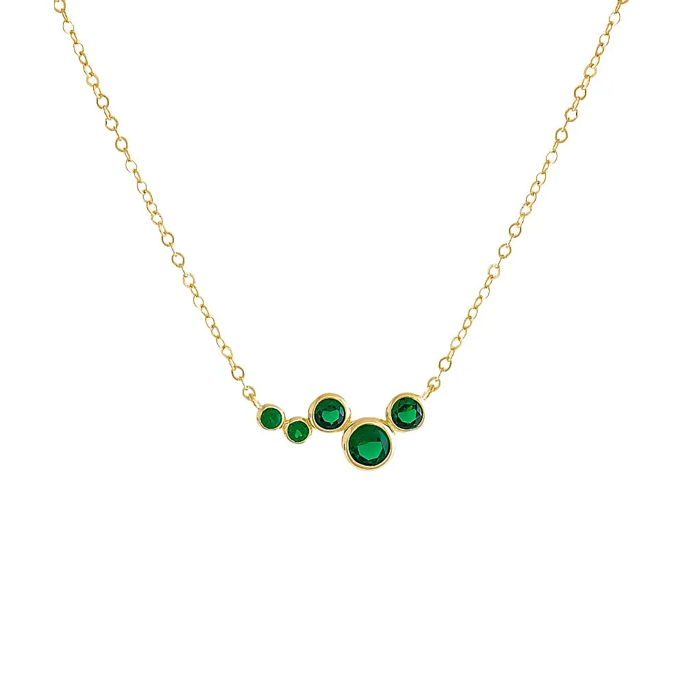 CZ Bezel Clustered Pendant Necklace