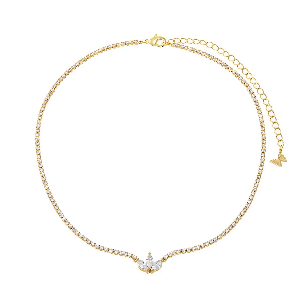 CZ Marquise Trio Cluster Tennis Choker