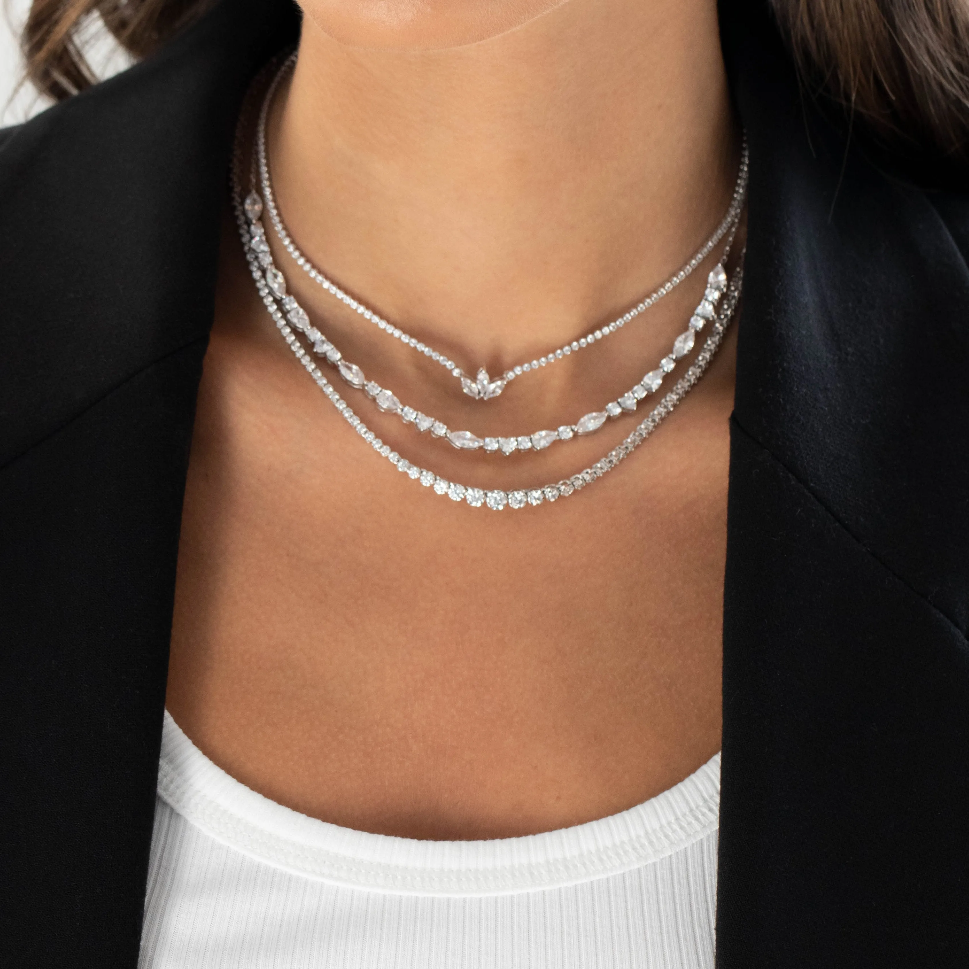 CZ Marquise Trio Cluster Tennis Choker