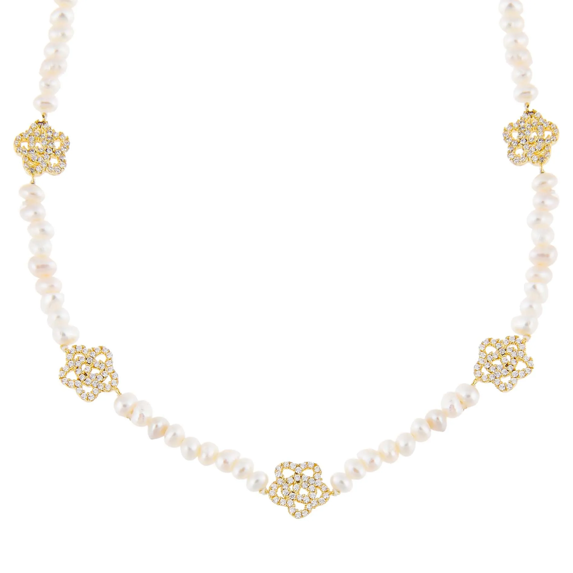 CZ Rose Pearl Choker