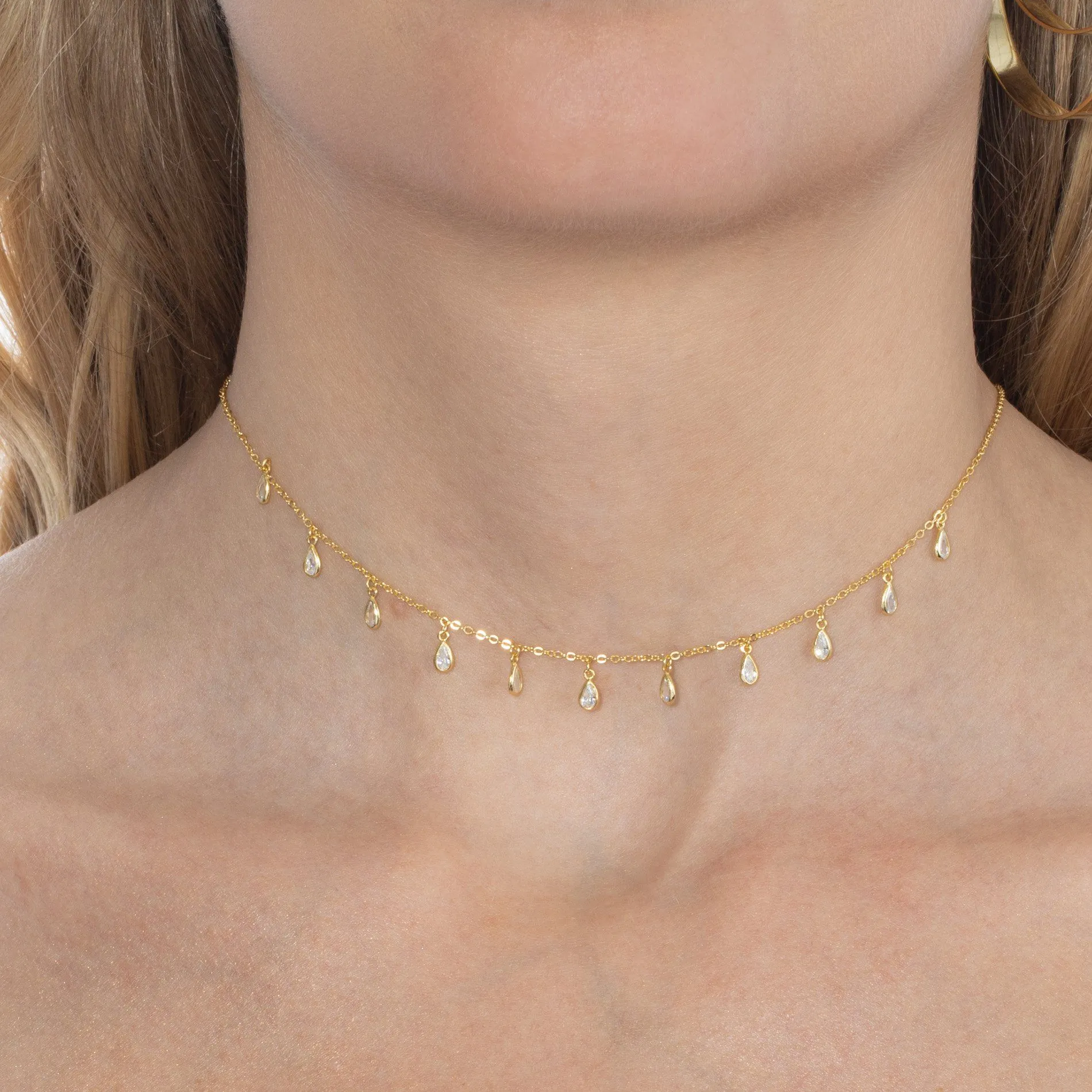 CZ Teardrop Dangle Choker