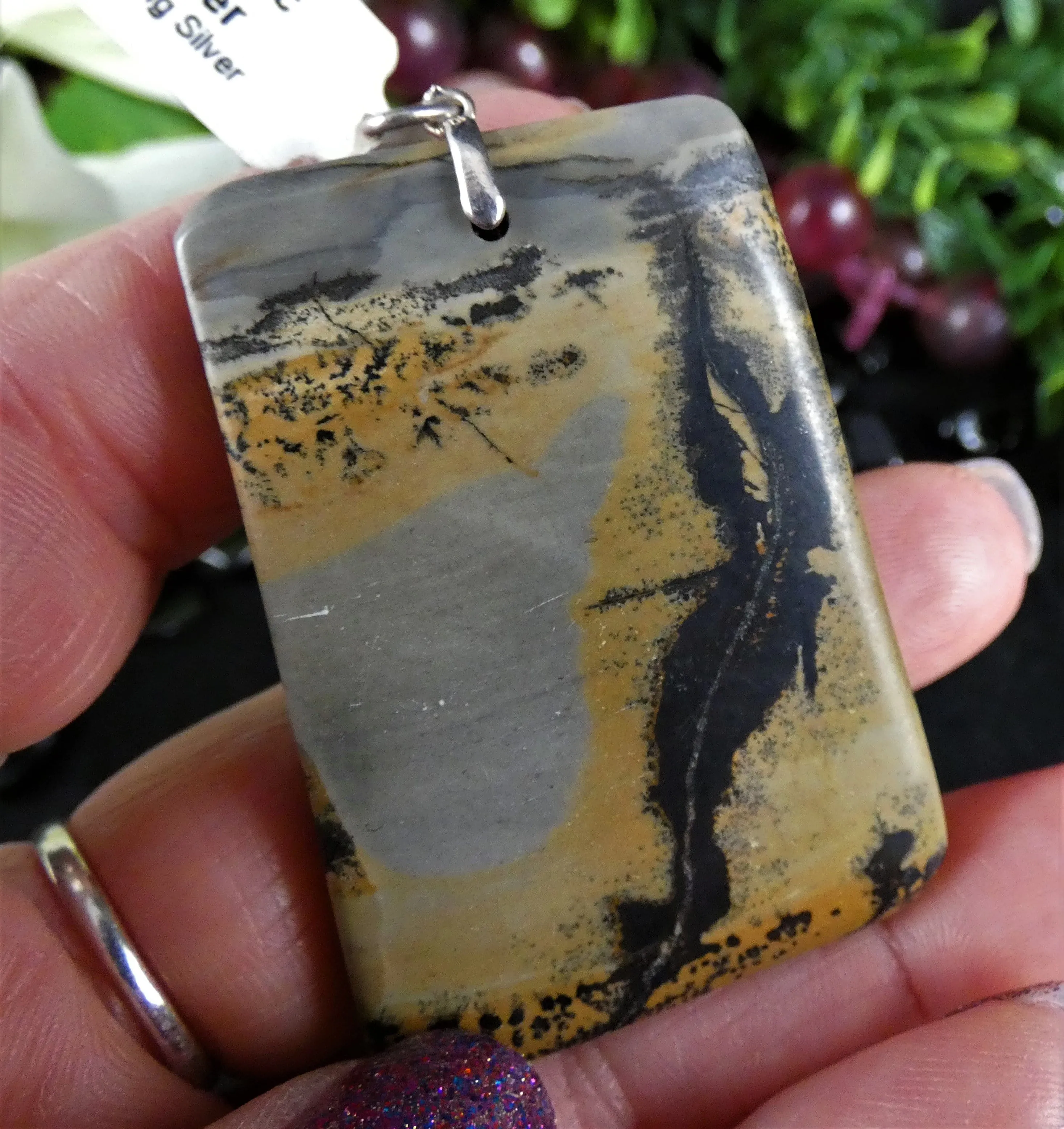Dendritic Jasper Sterling Silver Pendants