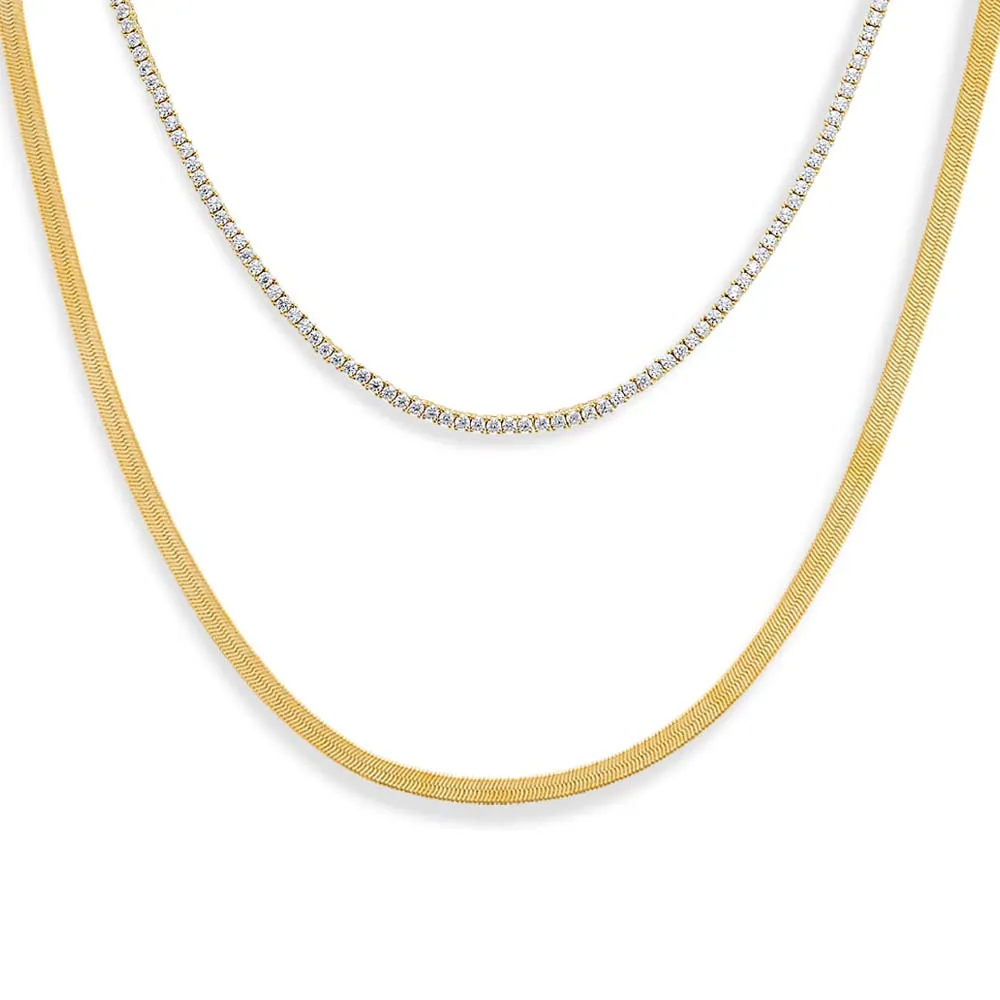 Diamond & Chain Necklace Combo Set