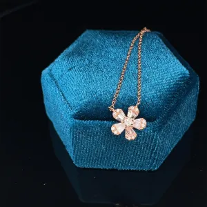 Diamond Daisy Drop Pendant Necklace in 14k Rose Gold  - #150 - PJNP53621-004