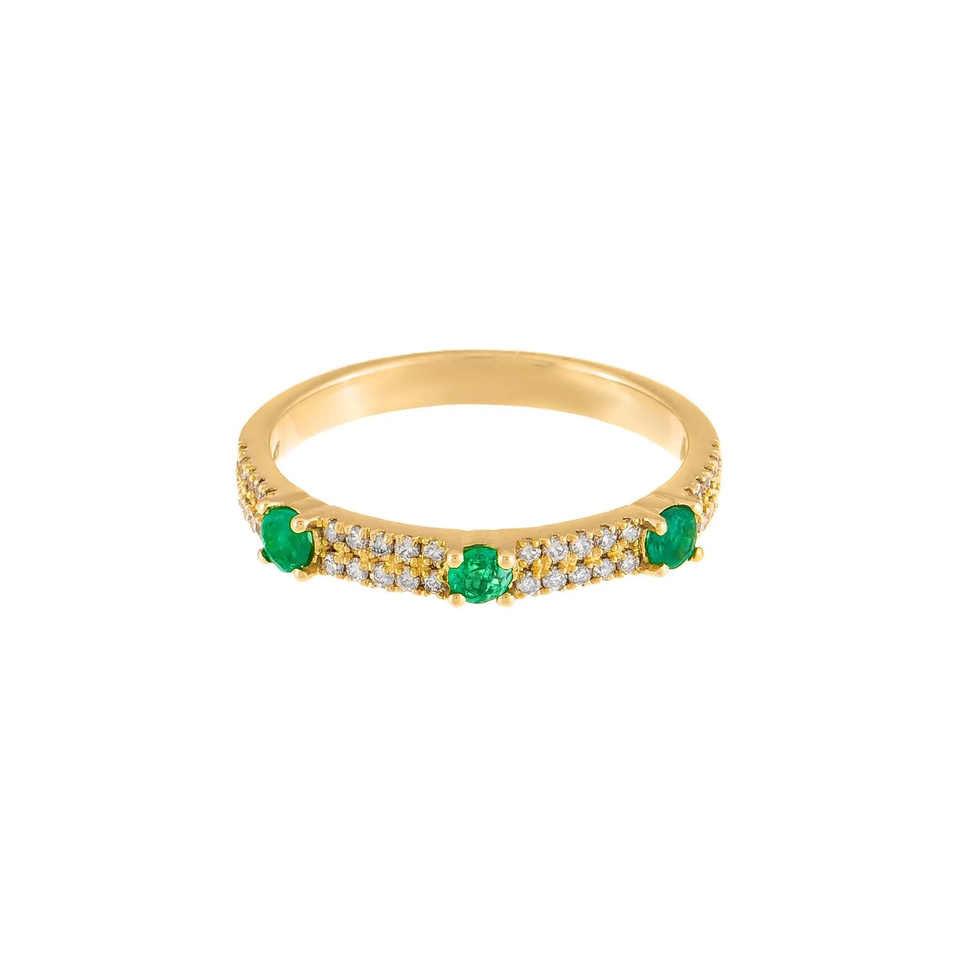 Diamond X Colored Gemstone Double Row Band 14K