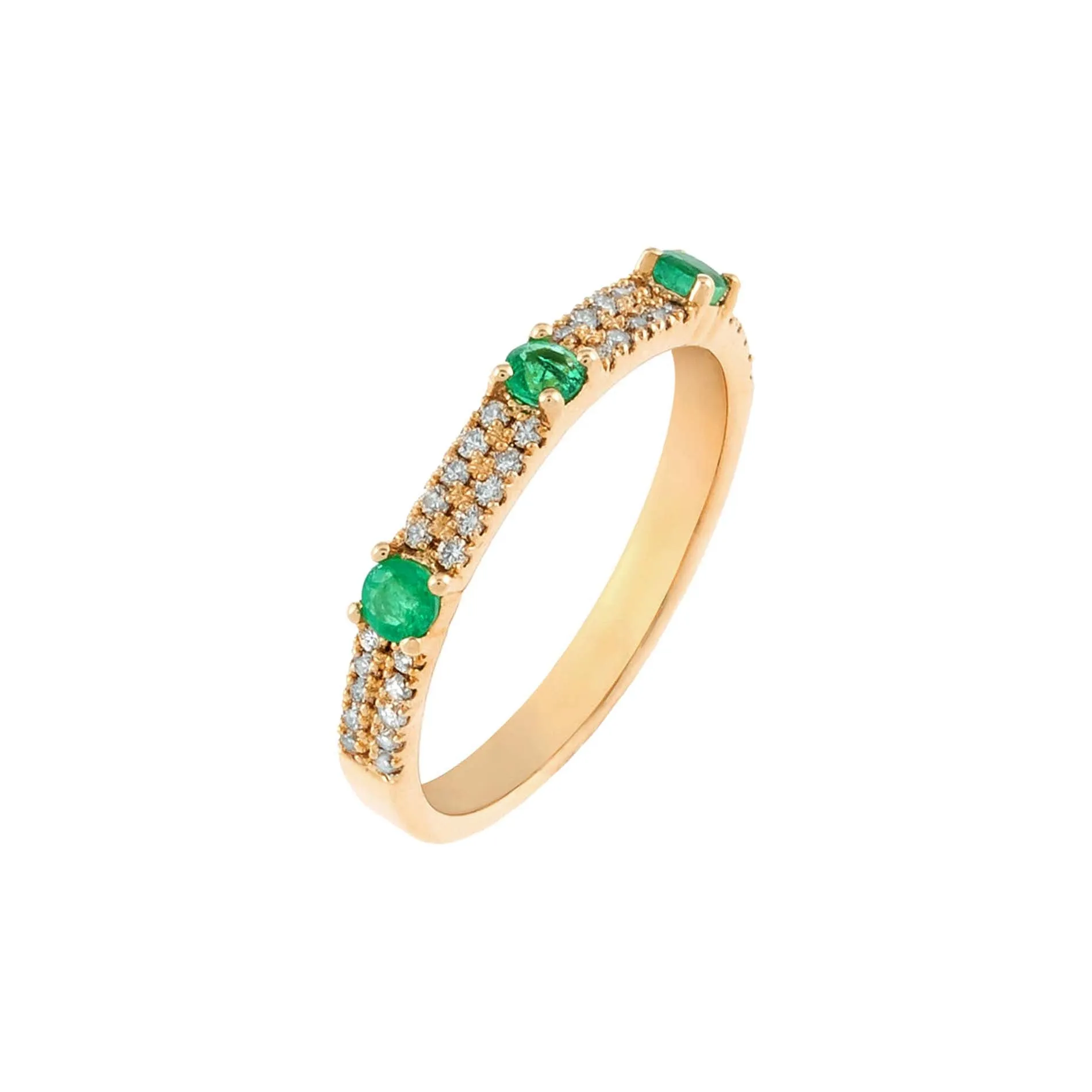 Diamond X Colored Gemstone Double Row Band 14K
