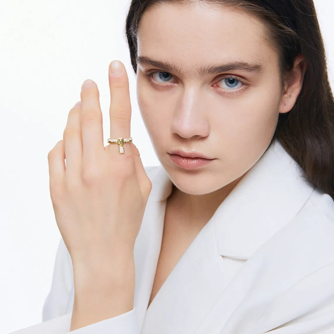 Diamond Zipper Statement Ring
