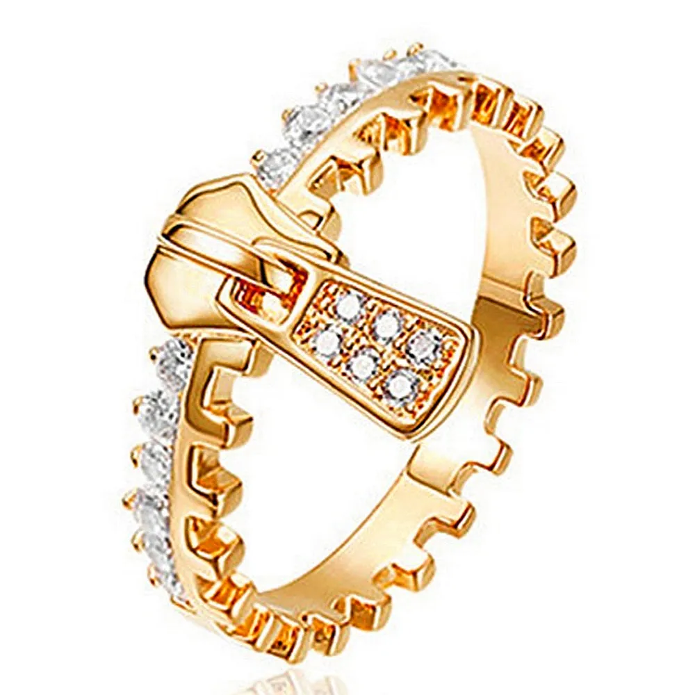 Diamond Zipper Statement Ring