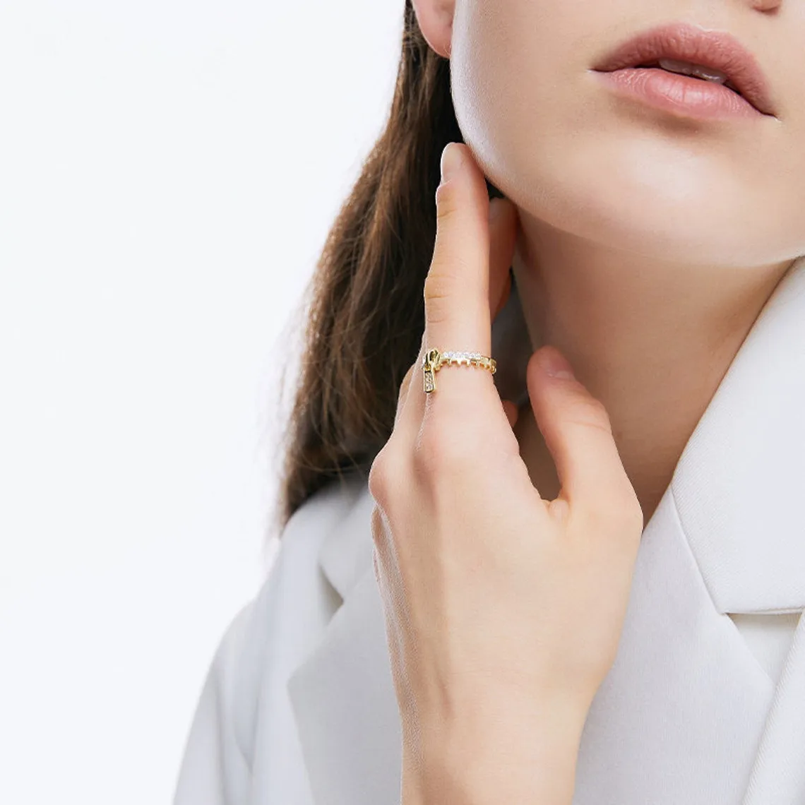 Diamond Zipper Statement Ring