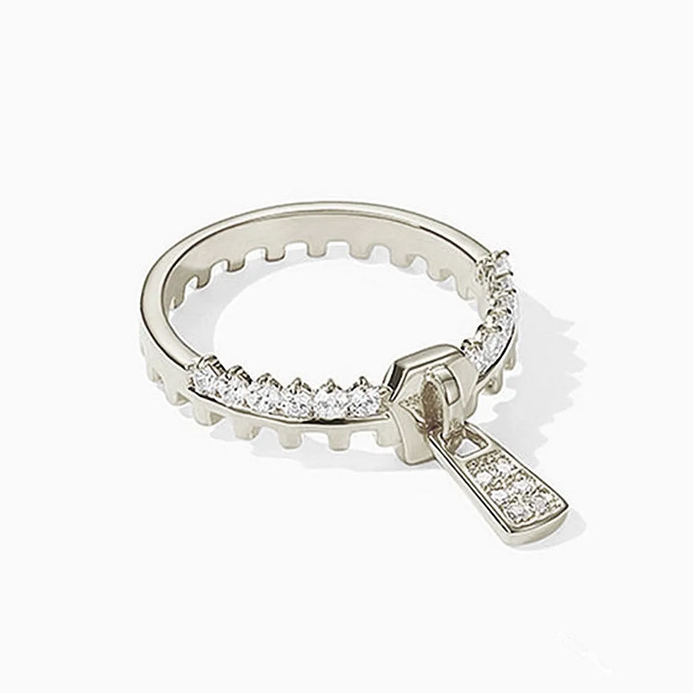 Diamond Zipper Statement Ring