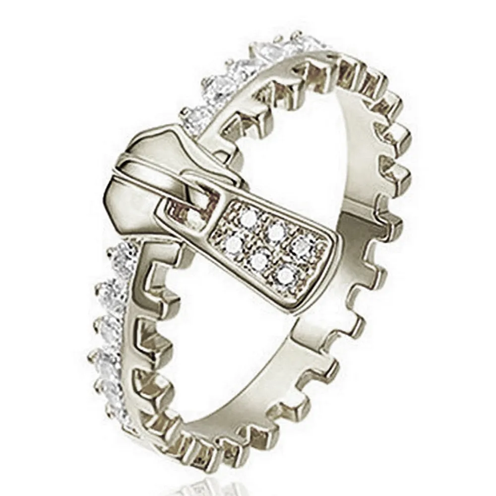 Diamond Zipper Statement Ring