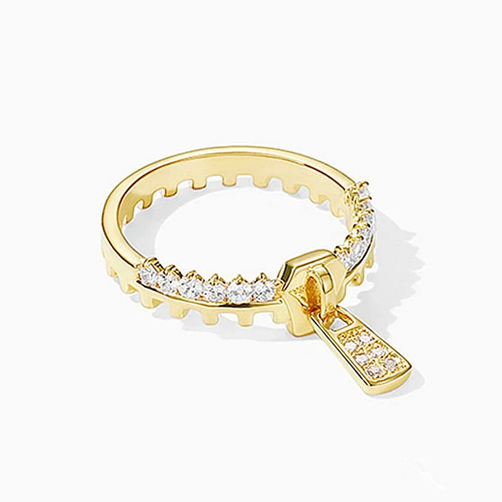 Diamond Zipper Statement Ring