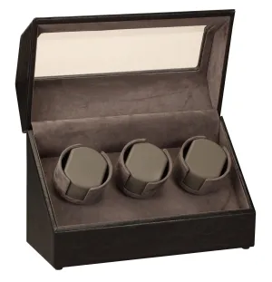 Diplomat Black Leather 3 Watch Winder