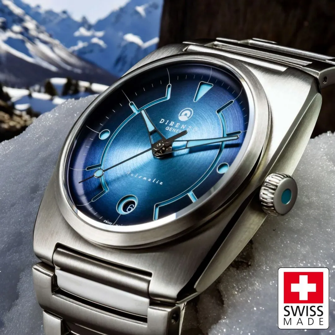 Direnzo DRZ02R Aerolite Blue&nbsp;with&nbsp;Date - Swiss&nbsp;Made
