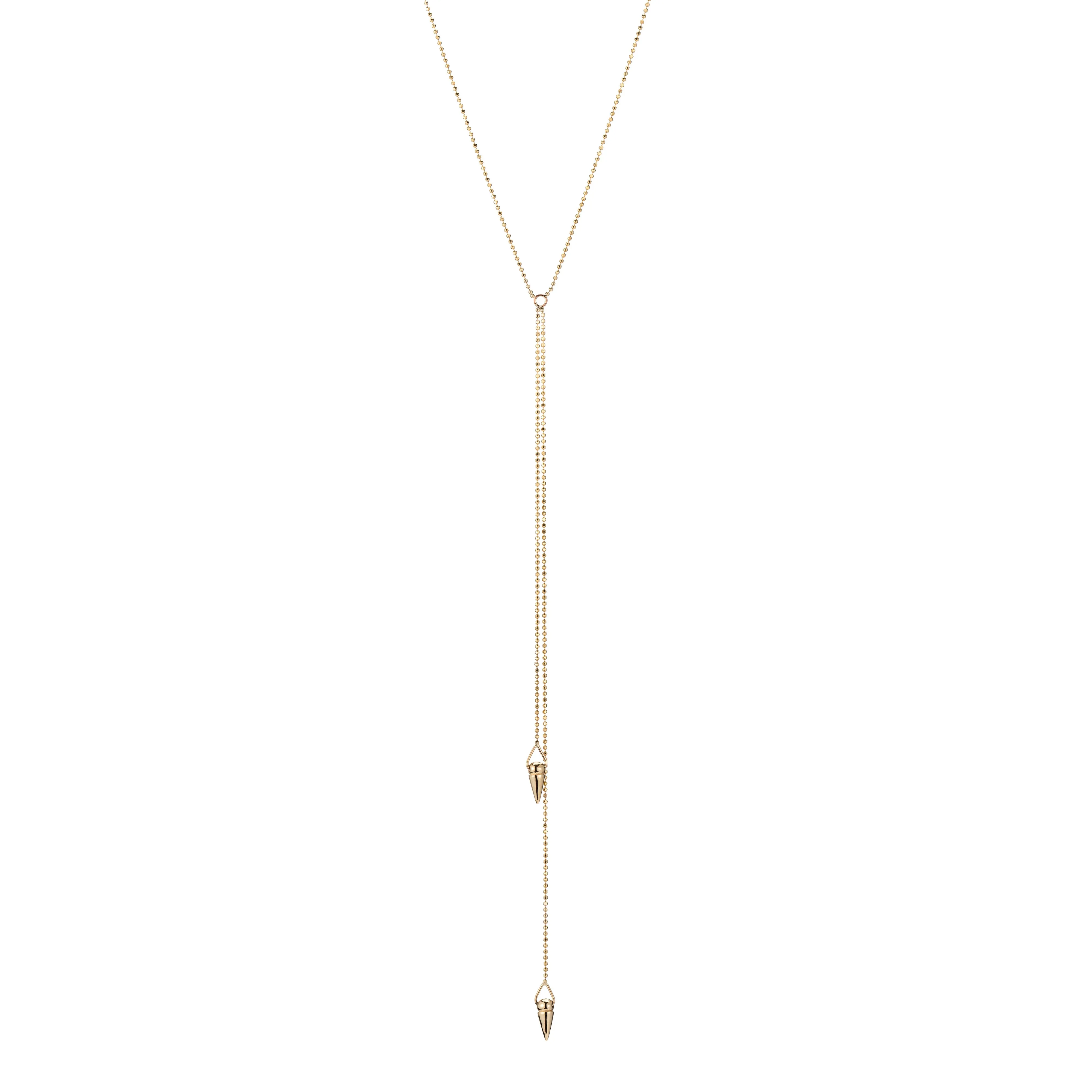 Double Drop Spike Necklace - Gold