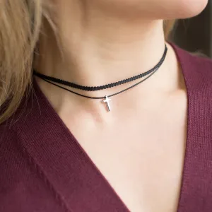 Double Strand Fashion Choker w/Cross Slide