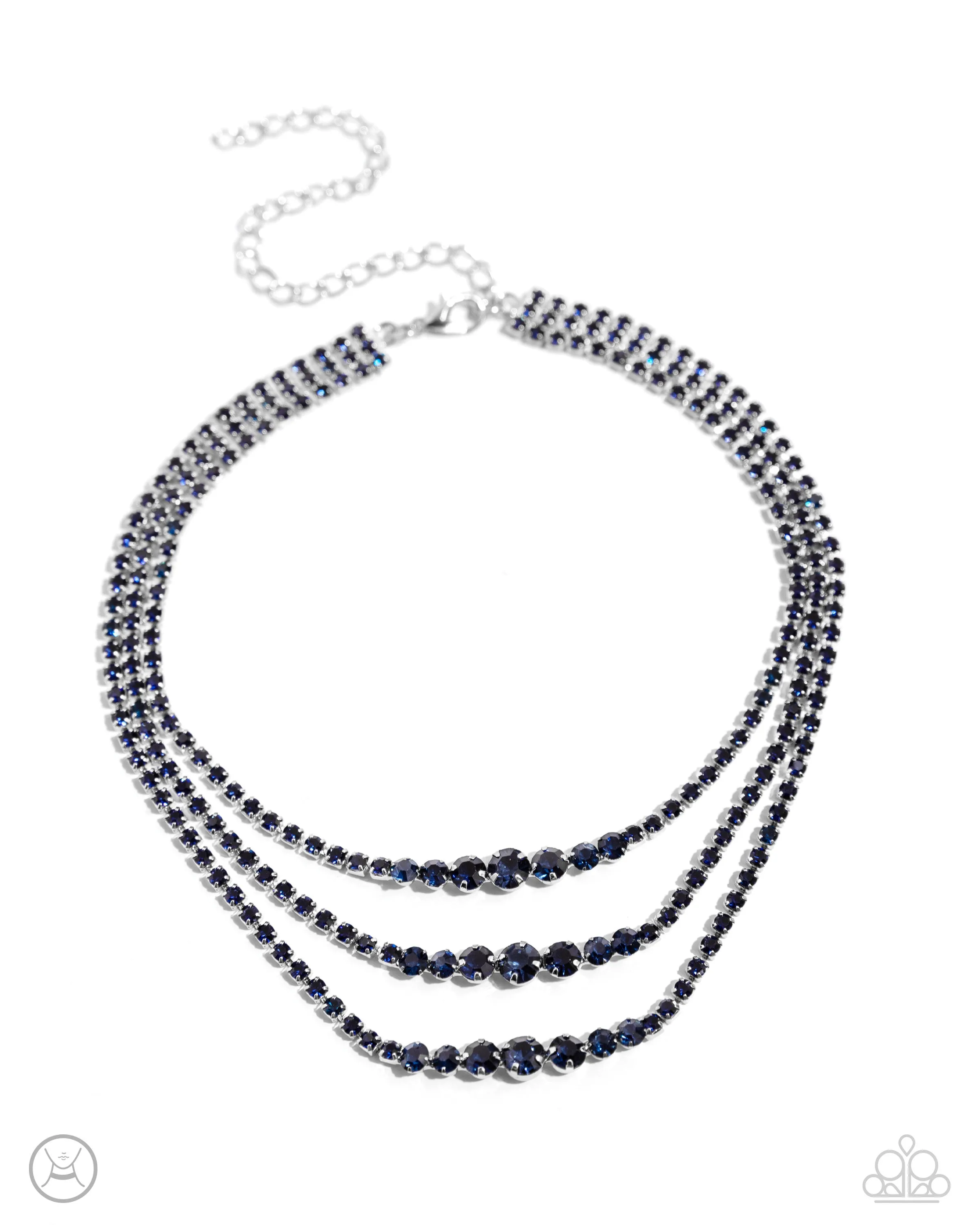 Dynamite Debut - Blue - Rhinestone Tiered Paparazzi Choker Necklace