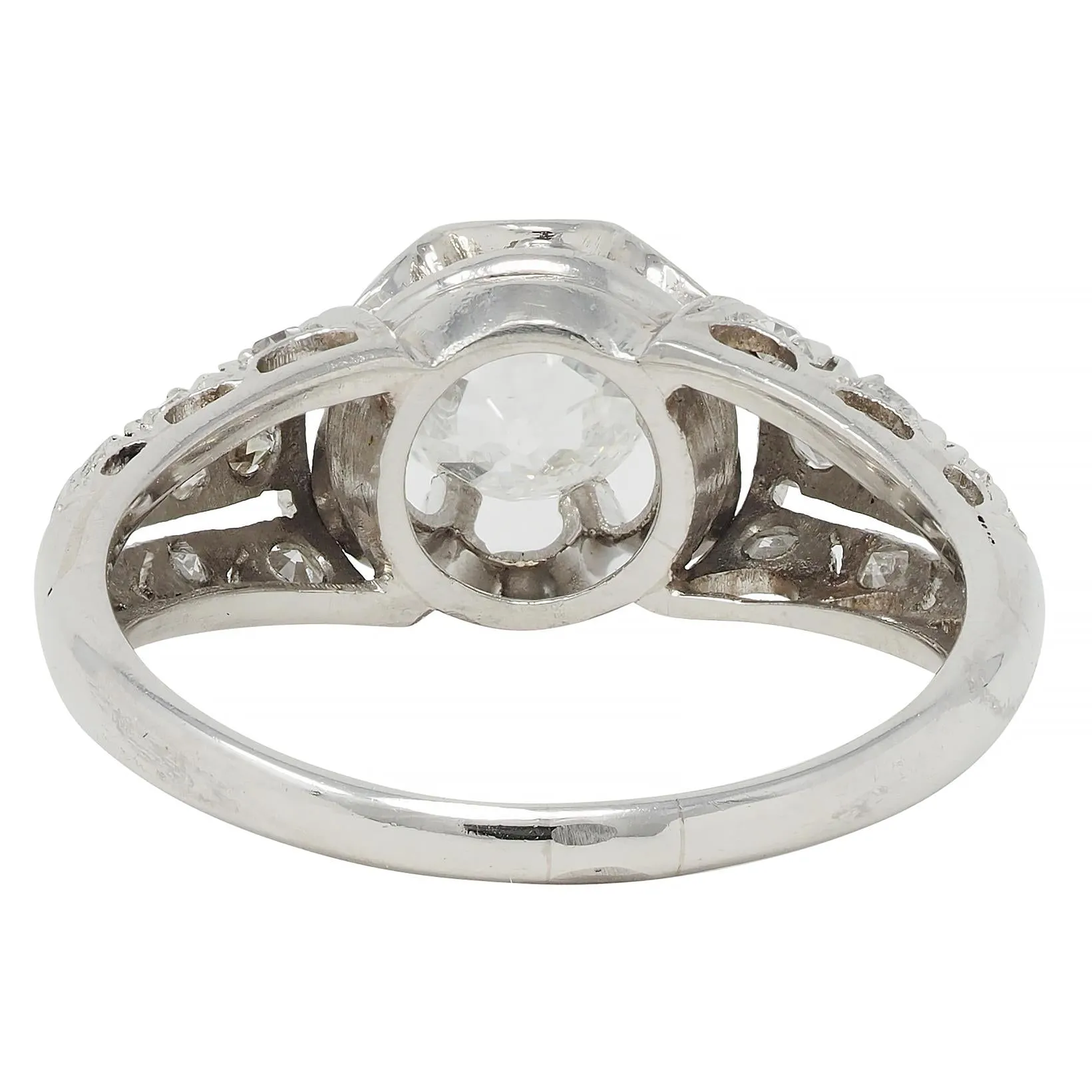 Edwardian 1.16 CTW Old Mine Cut Diamond Platinum Antique Buttercup Engagement Ring