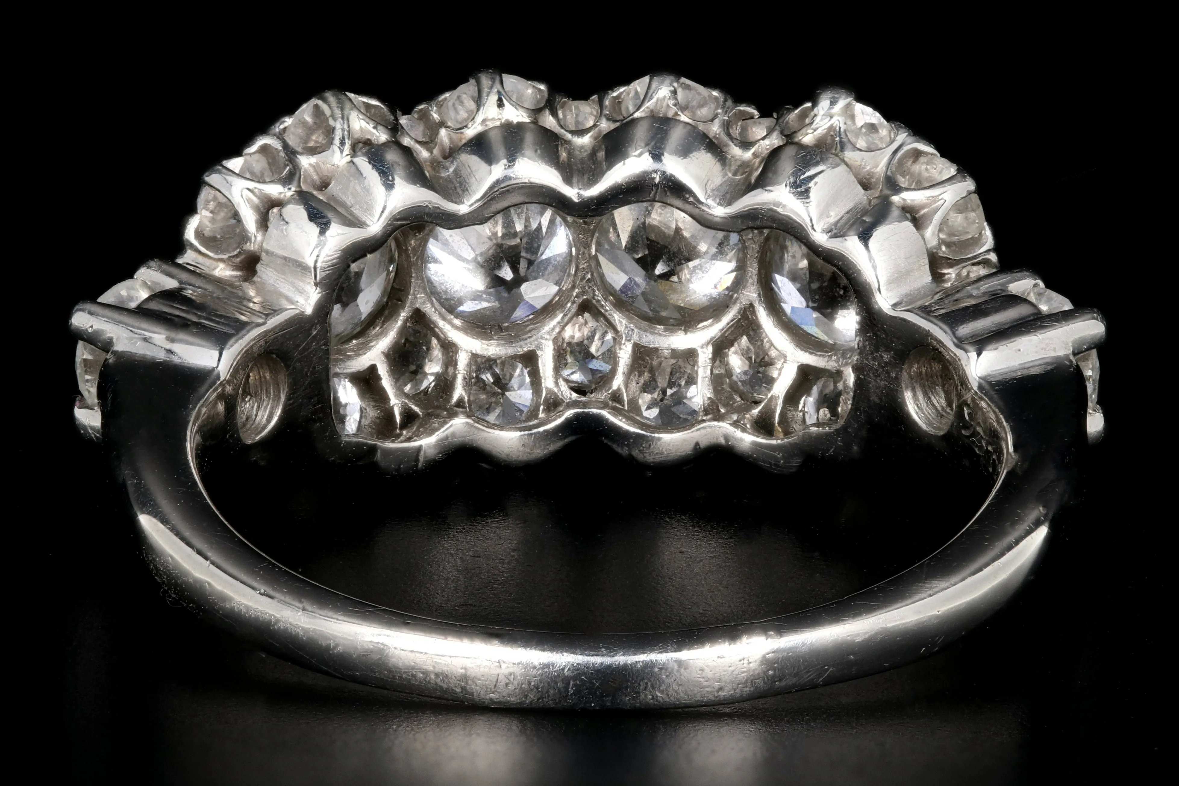 Edwardian 18K White Gold 2 Carat Old European Cut Diamond Band