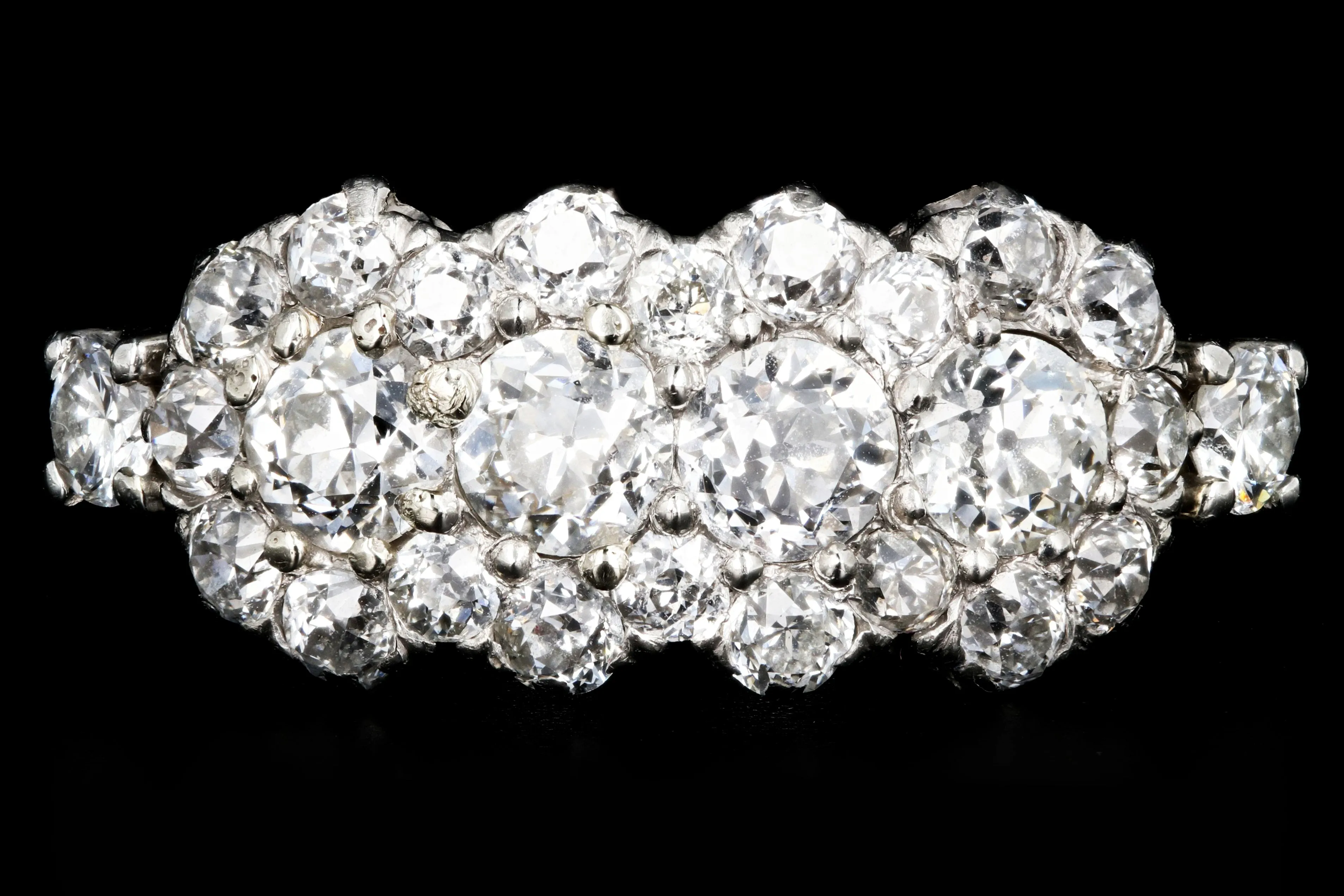 Edwardian 18K White Gold 2 Carat Old European Cut Diamond Band