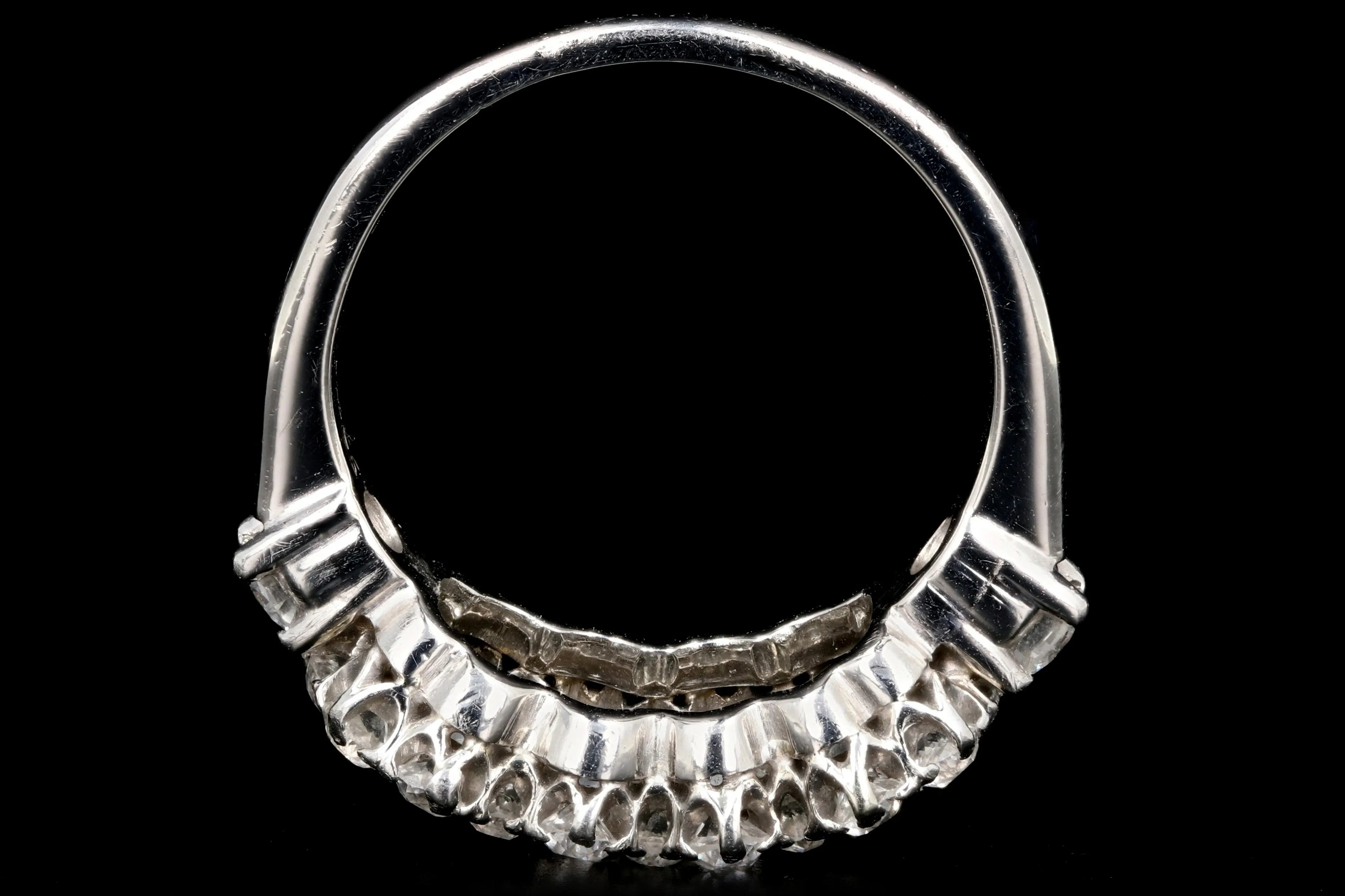 Edwardian 18K White Gold 2 Carat Old European Cut Diamond Band