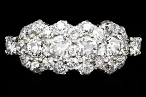 Edwardian 18K White Gold 2 Carat Old European Cut Diamond Band