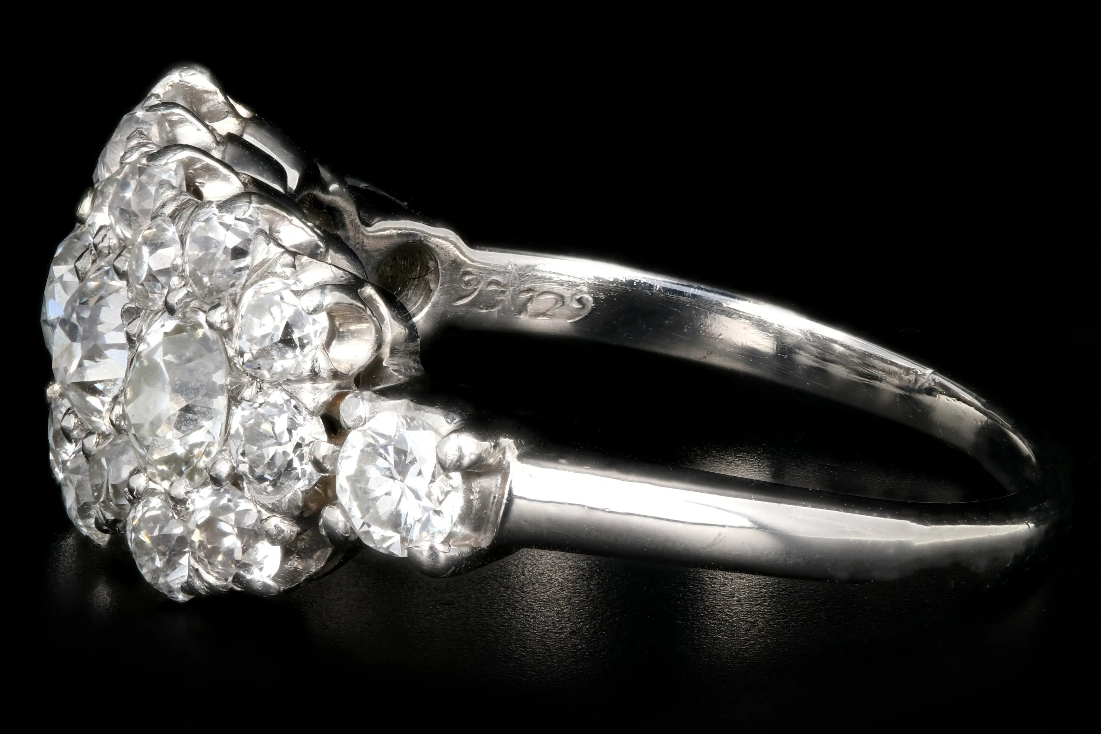 Edwardian 18K White Gold 2 Carat Old European Cut Diamond Band