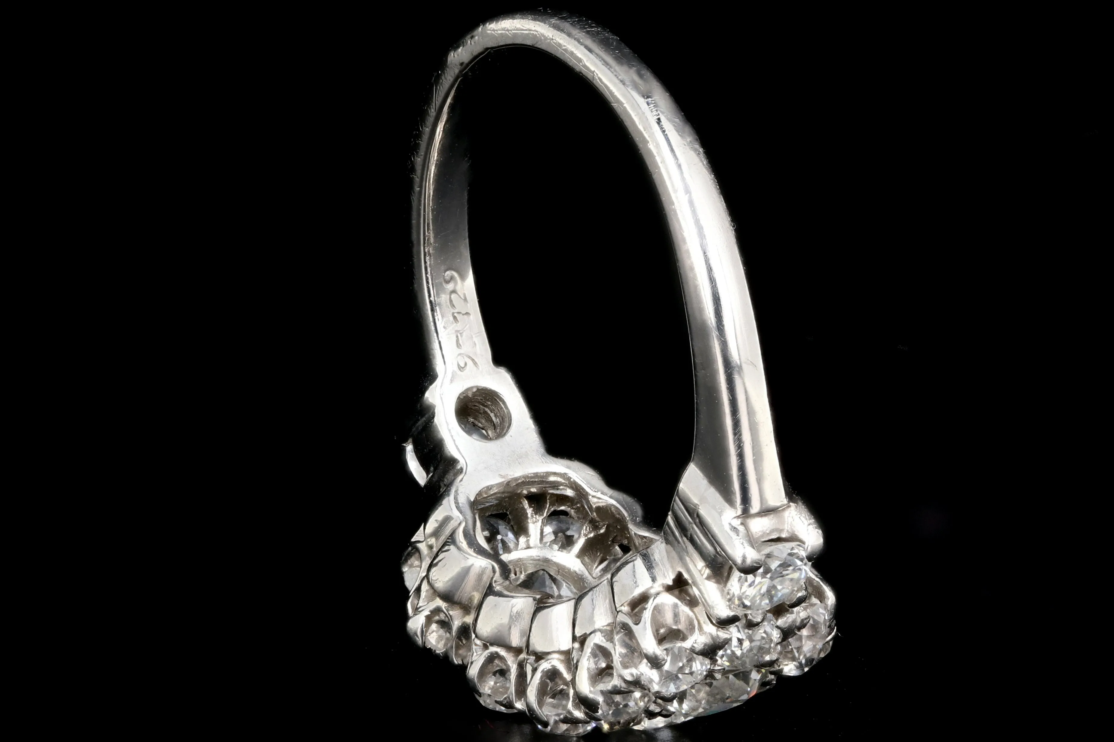 Edwardian 18K White Gold 2 Carat Old European Cut Diamond Band