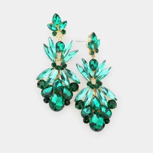 Emerald Crystal Floral Dangle Earrings | 534510