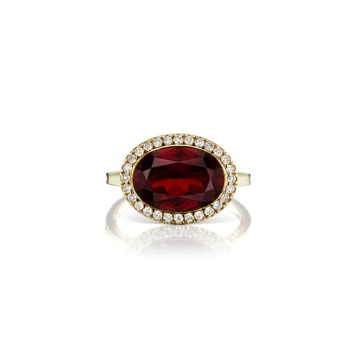 Enamel Cocktail Ring in Garnet (Lava)