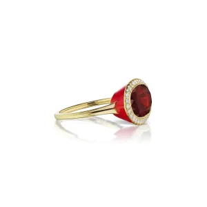 Enamel Cocktail Ring in Garnet (Lava)