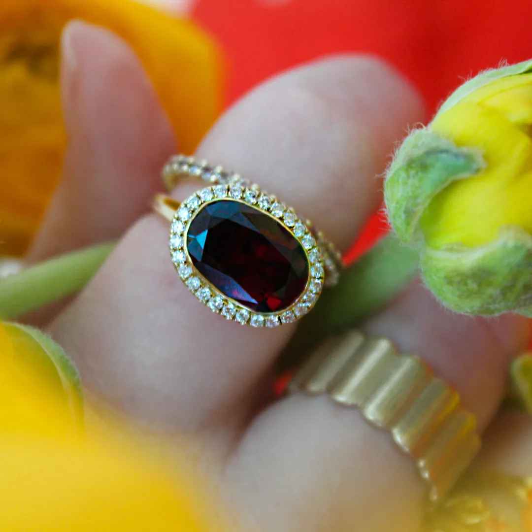 Enamel Cocktail Ring in Garnet (Lava)