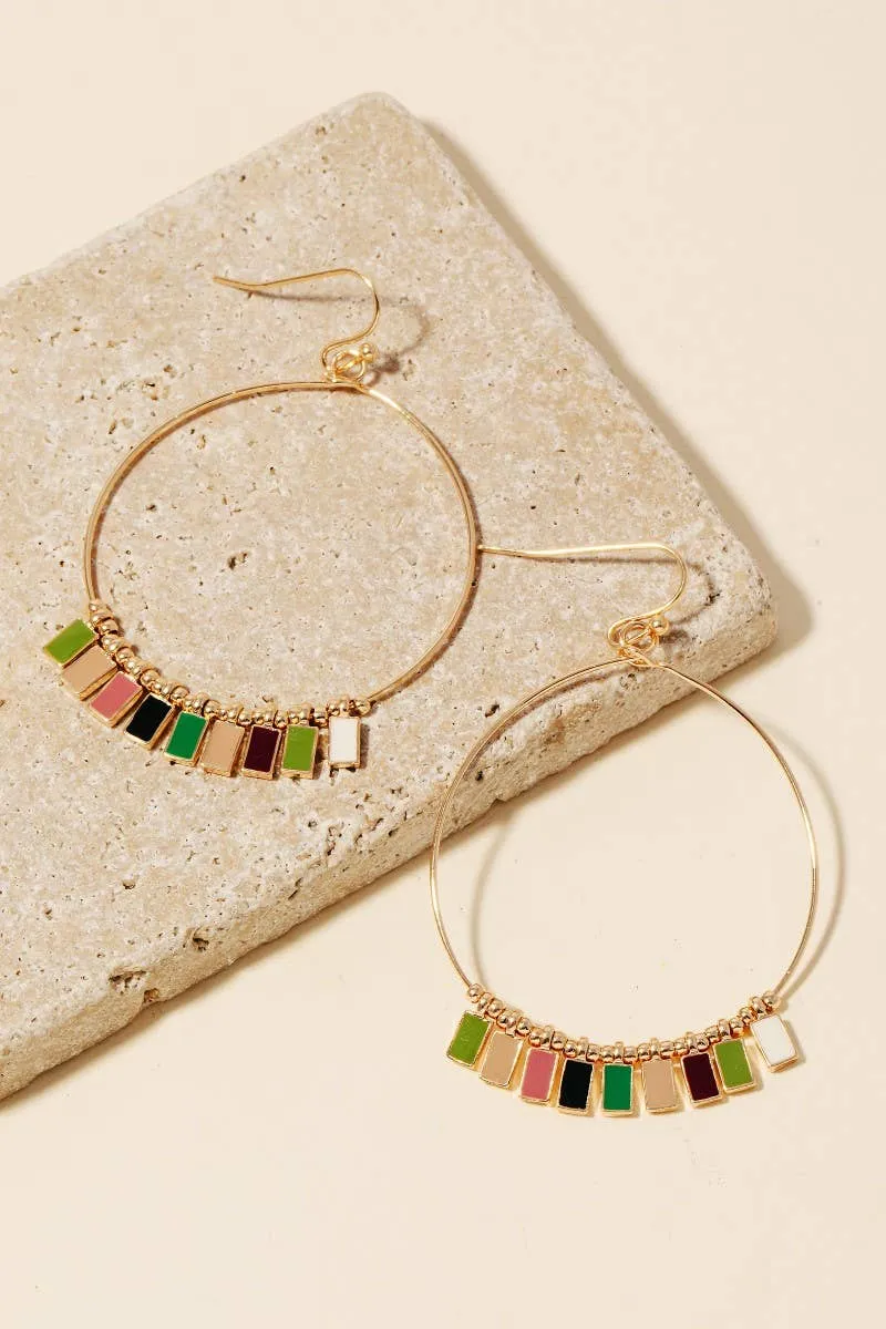 Epoxy Charms Hoop Dangle Earrings