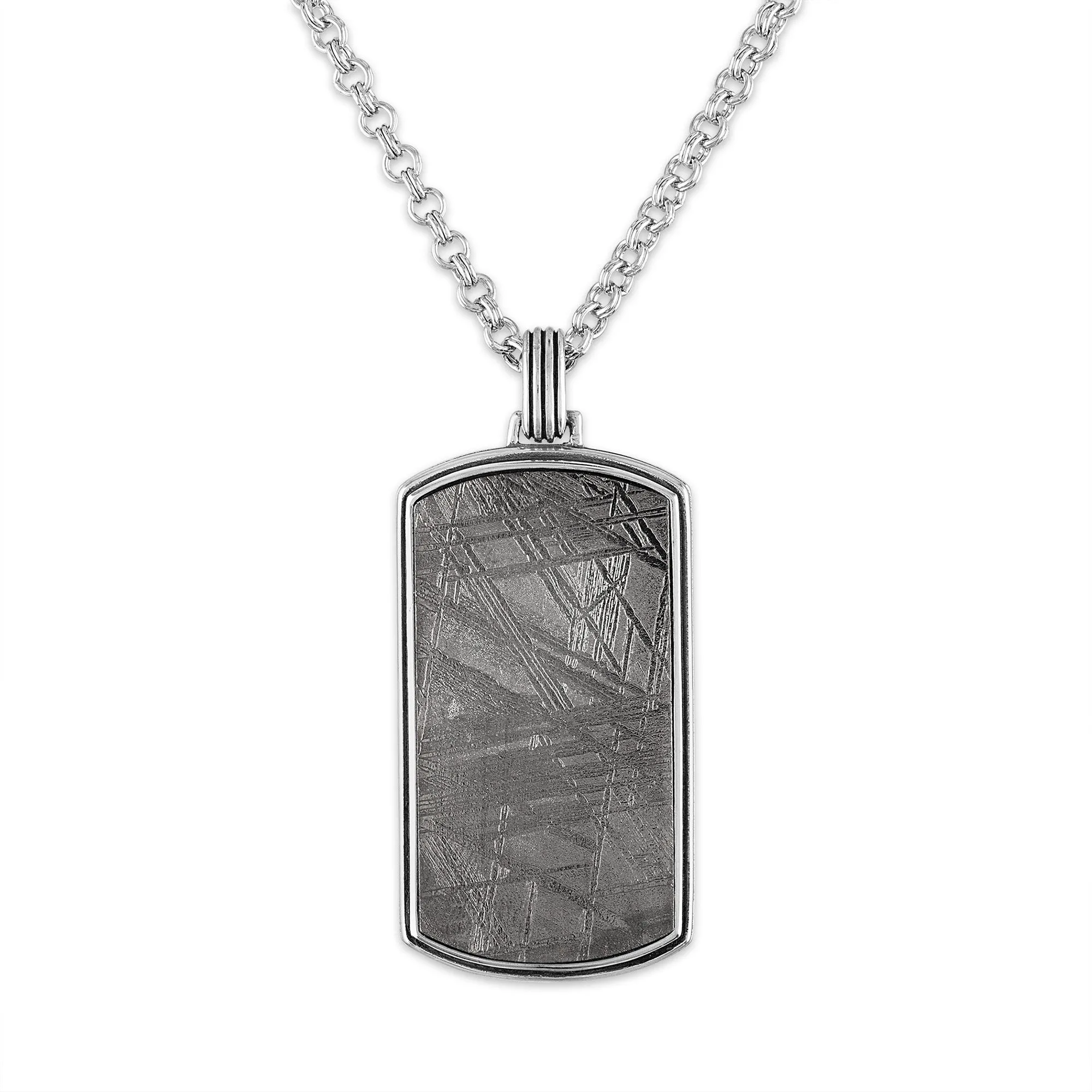Esquire Meteorite Tag Pendant Necklace Set in Sterling Silver, 22"