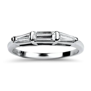 Estate 14K White Gold Baguette Diamond Band