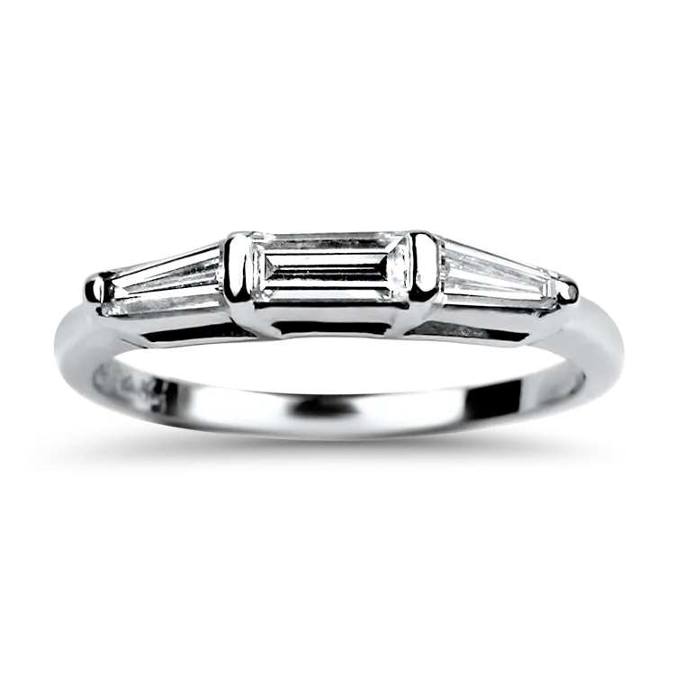 Estate 14K White Gold Baguette Diamond Band