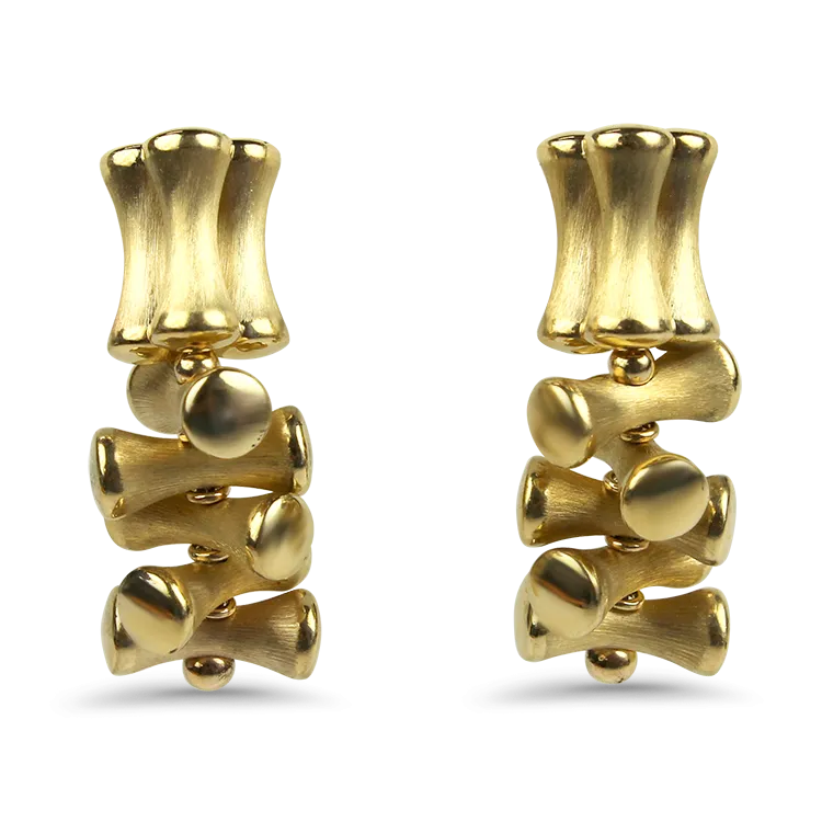 Estate 14k Yellow Gold Bone-Style Dangle Earrings