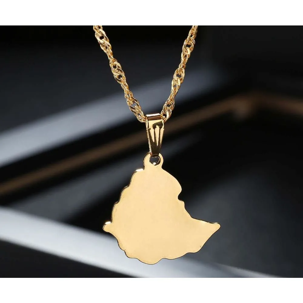 Ethiopian Map Unisex Pendant Necklaces