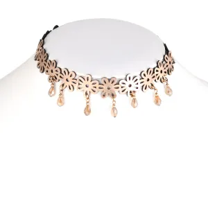 GOLD BLACK VELVET CHOKER NECKLACE #ADX0088027 (SHE12)