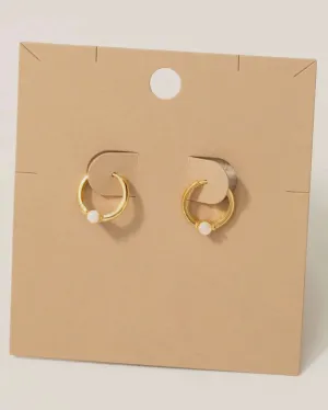 Gold Dipped Mini Opal Stud Hoop Earrings