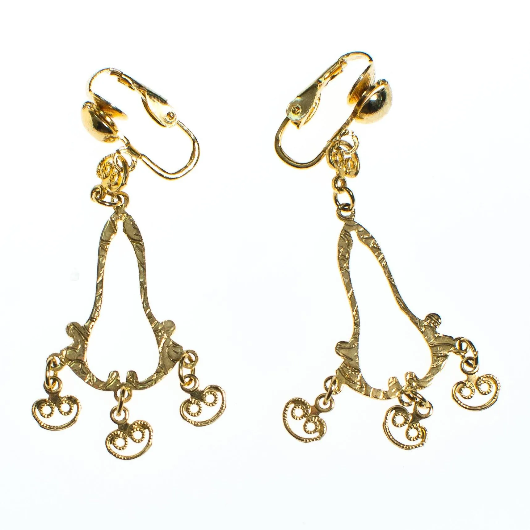 Gold Filigree Dangling Earrings
